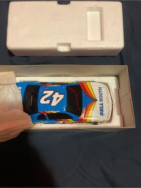 Diecast Race Car No. 42 with Bell South Livery - Blue & White